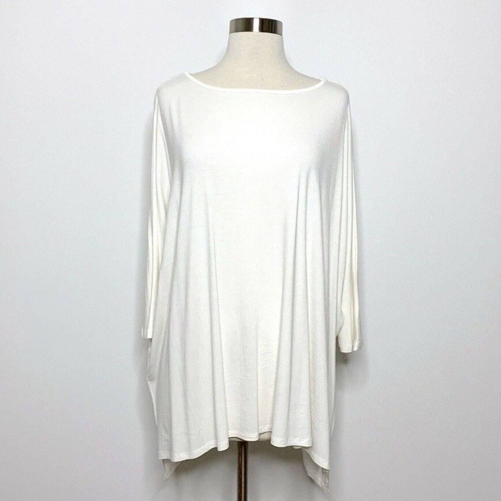 CYRUS Top Womens Medium Cream Ivory Flowy Dolman Sleeve Spider Web Back NWT